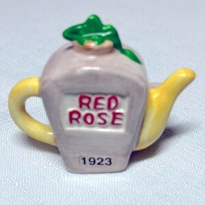 Vintage Red Rose Miniature Teapot Figurine
